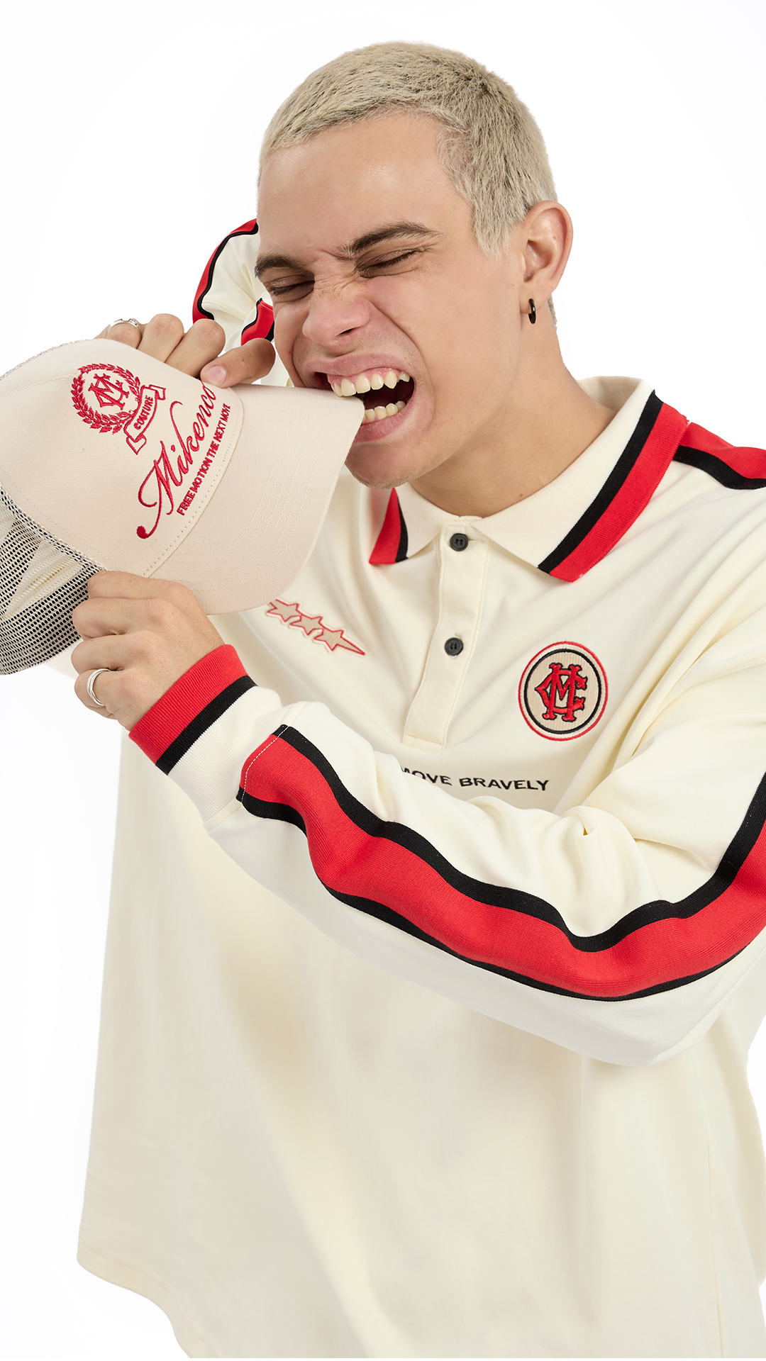 STREET RACE LONG SLEEVE POLO - BEIGE