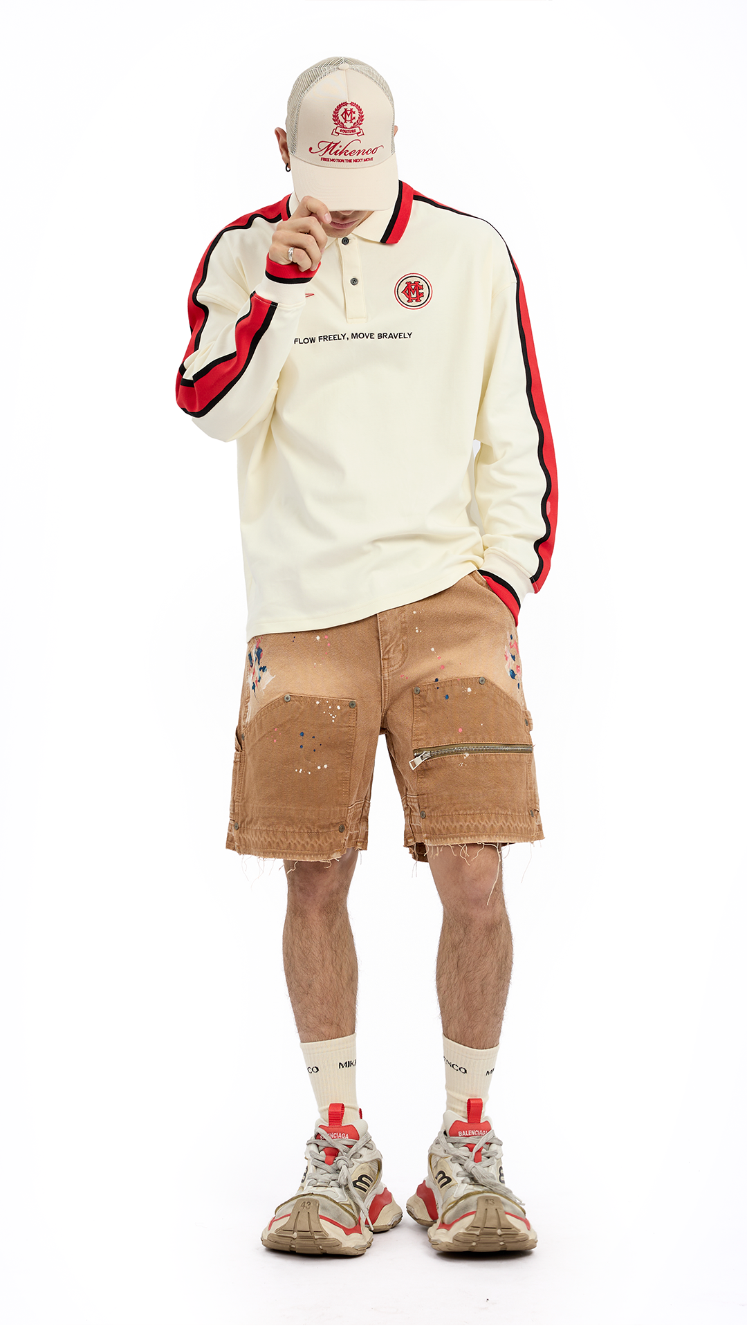 STREET RACE LONG SLEEVE POLO - BEIGE