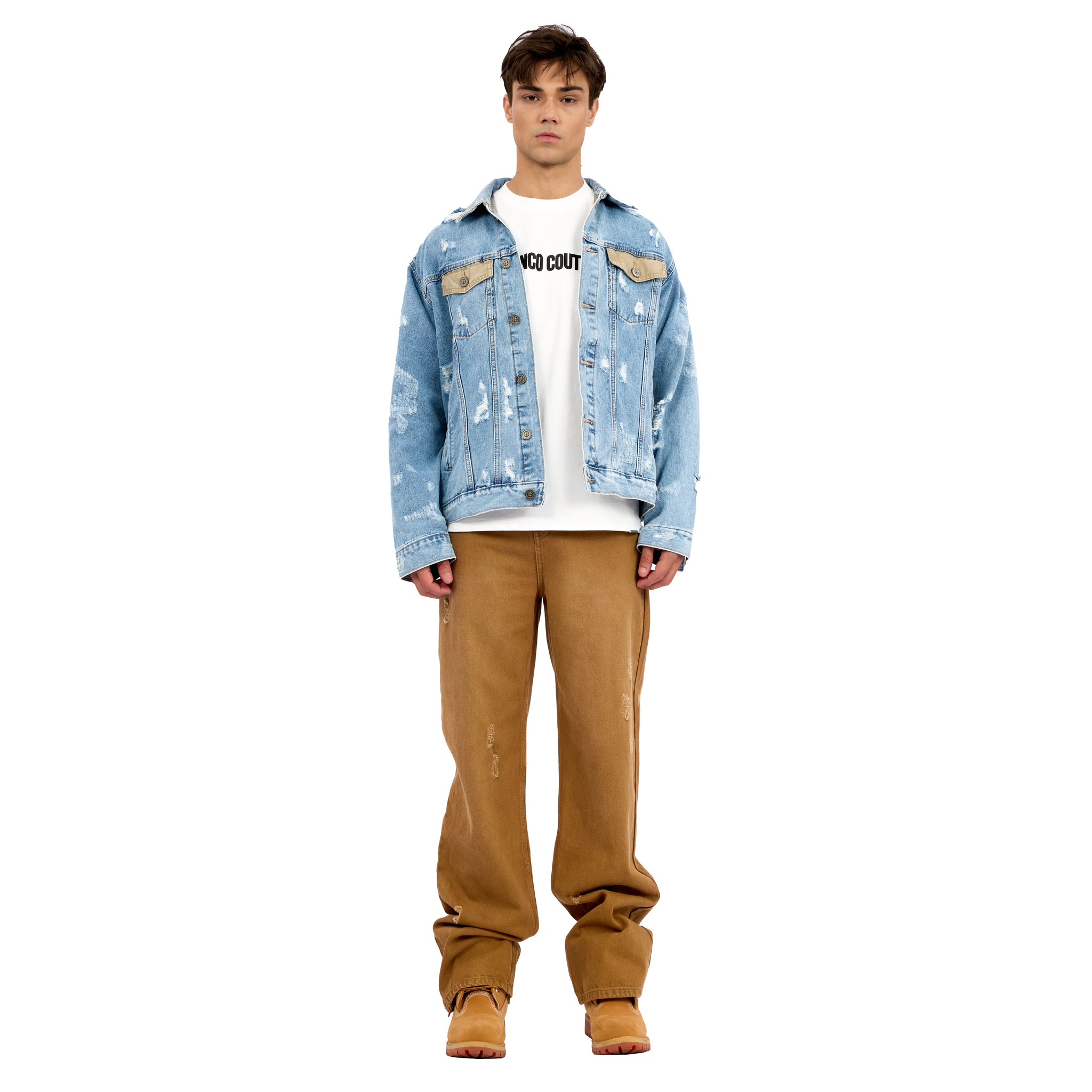 DISTRESSED WASH DENIM JACKET