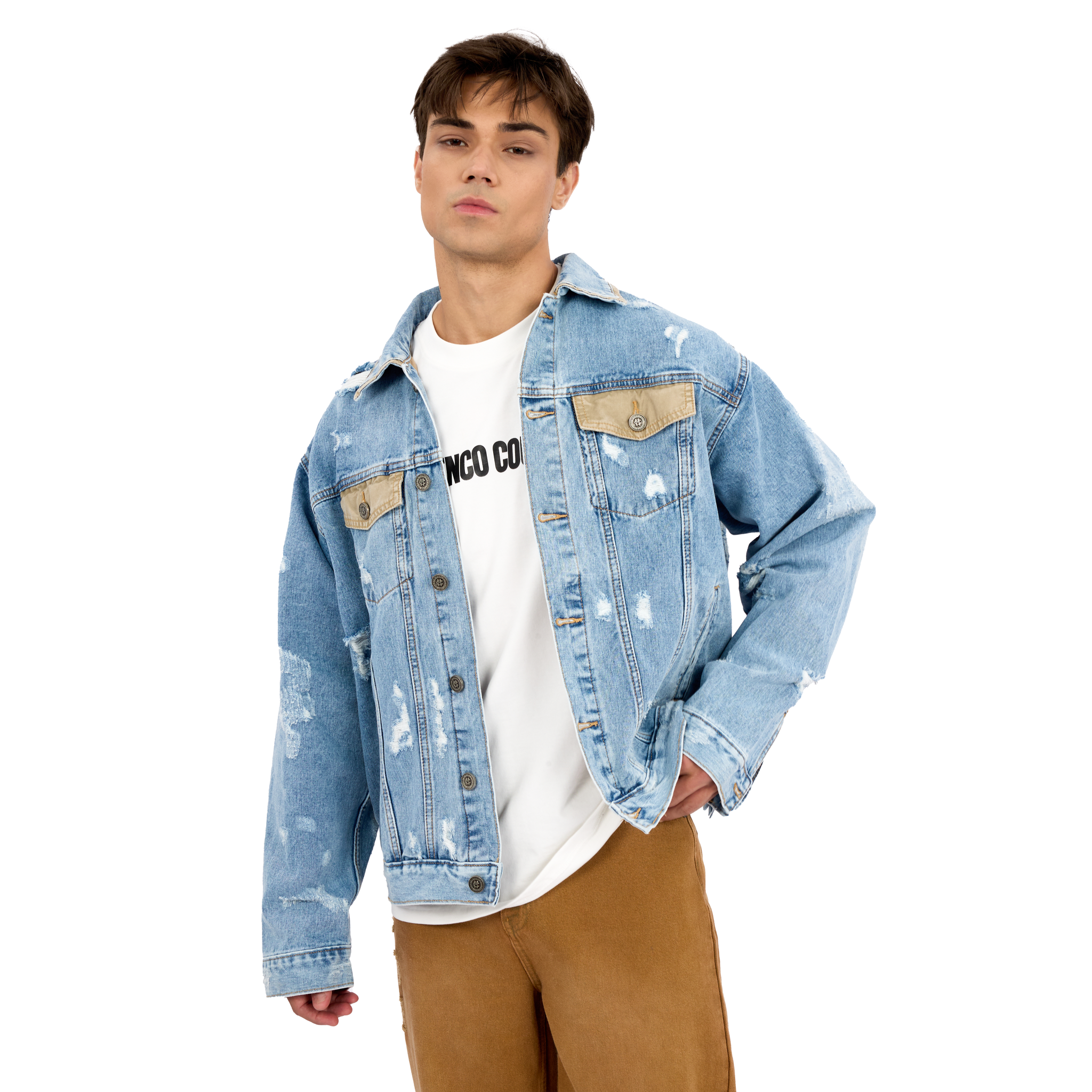 DISTRESSED WASH DENIM JACKET