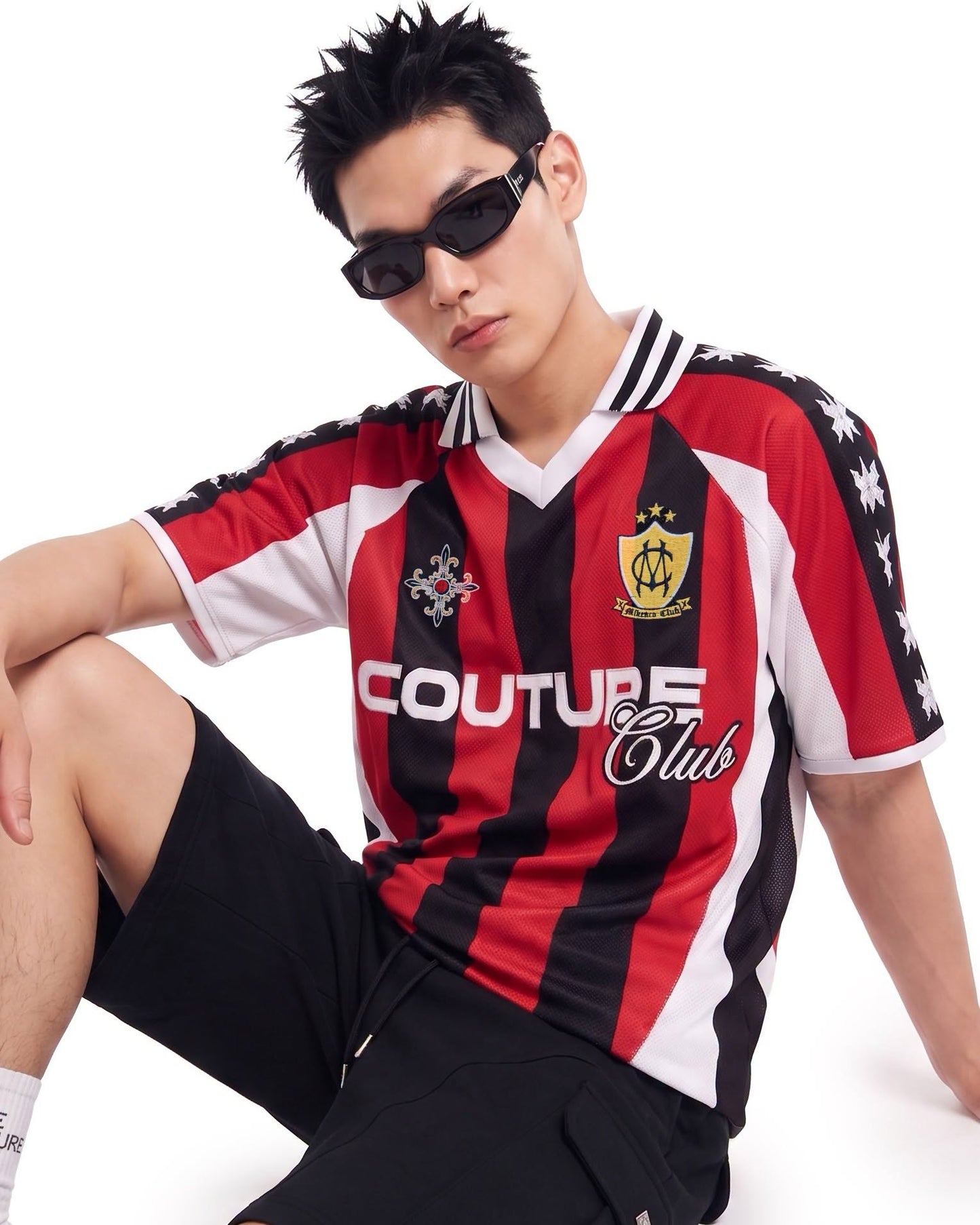 CRIMSON STRIPES KNIT POLO