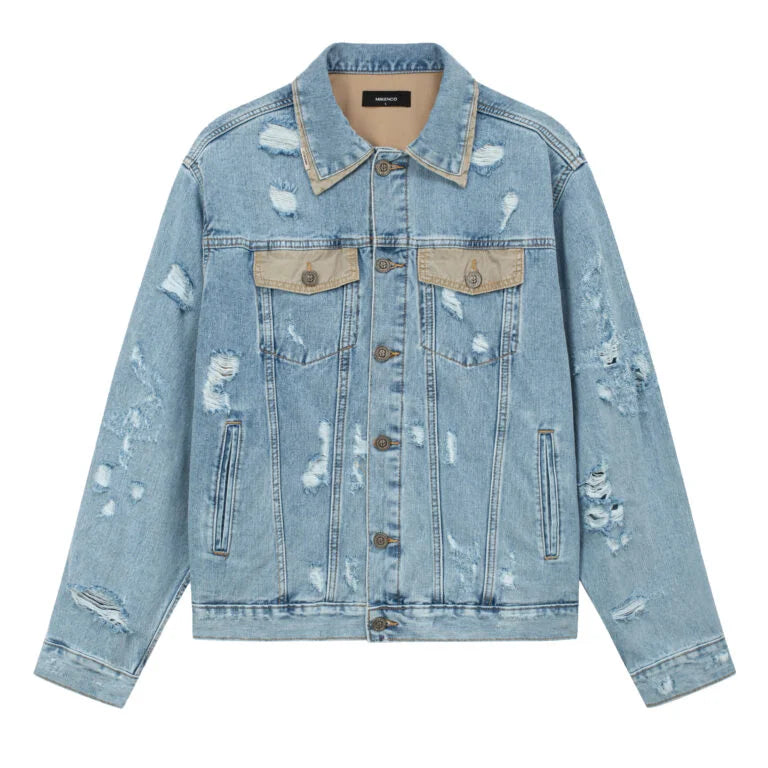 DISTRESSED WASH DENIM JACKET