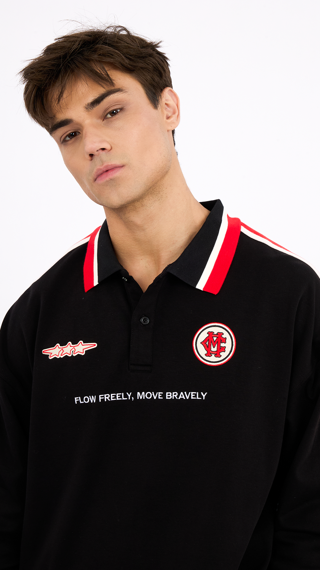 STREET RACE LONG SLEEVE POLO – BLACK