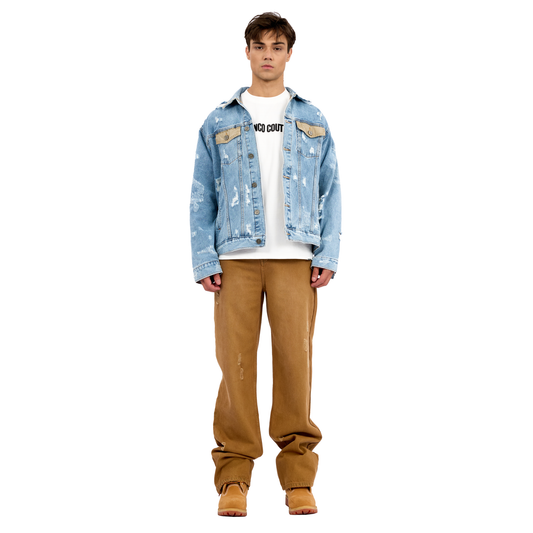 DISTRESSED WASH DENIM JACKET