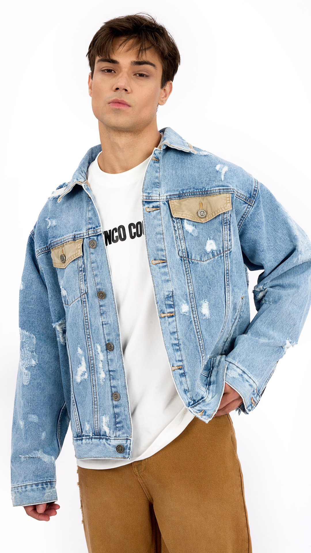 DISTRESSED WASH DENIM JACKET