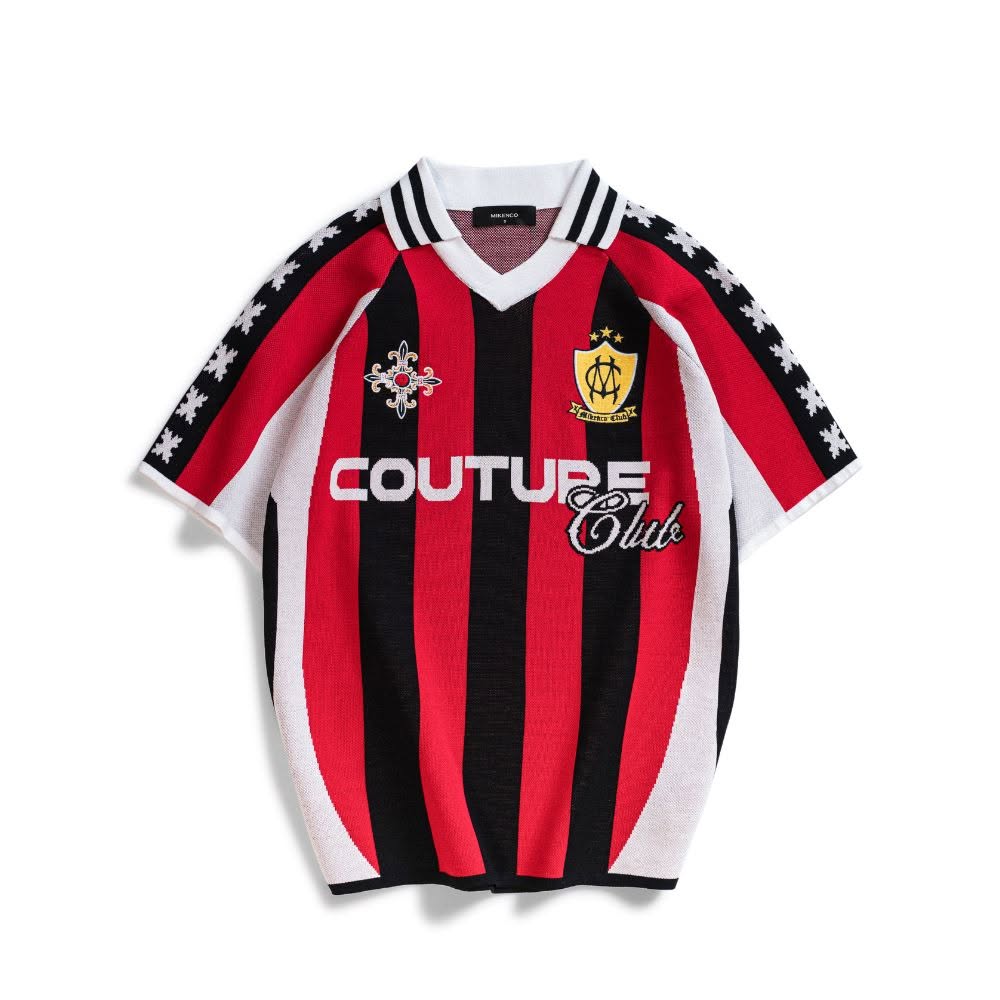 CRIMSON STRIPES KNIT POLO