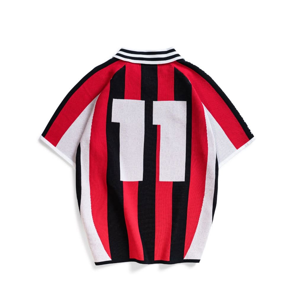 CRIMSON STRIPES KNIT POLO