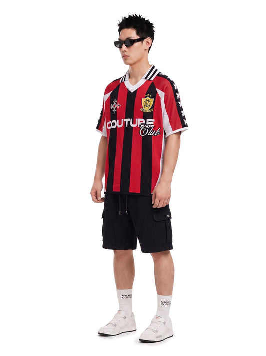 CRIMSON STRIPES KNIT POLO