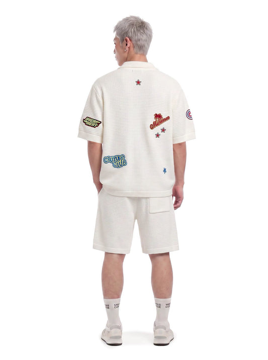 OVERHEAT STICKER KNIT SHIRT