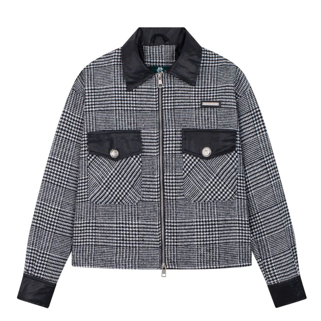 TARTAN WOOL OVERSHIRT – WHITE BLACK