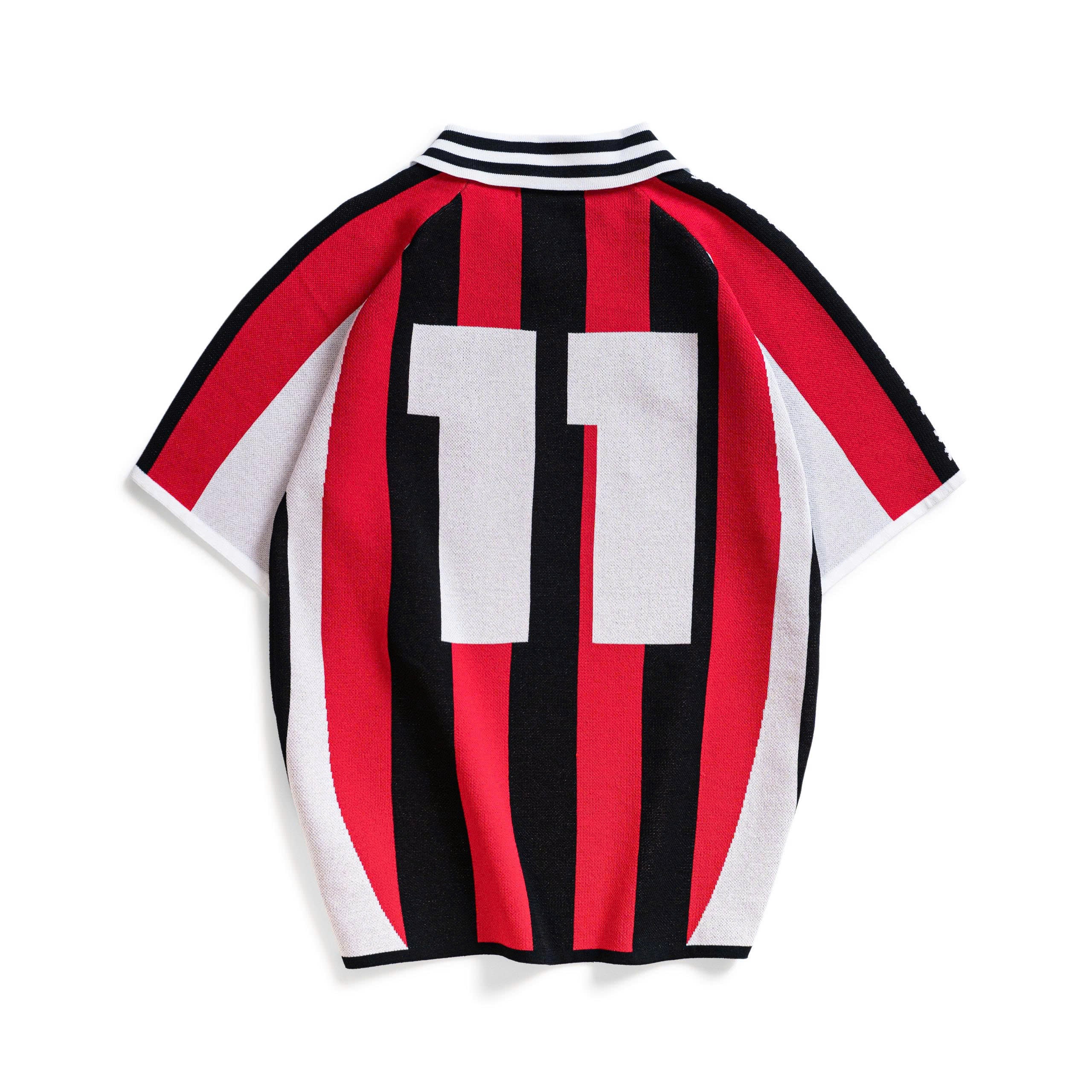 CRIMSON STRIPES KNIT POLO